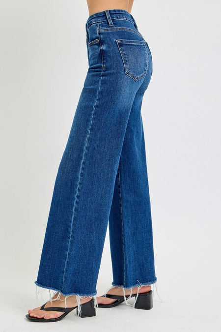 RISEN Tummy Control High Rise Wide Leg Jeans - S. M. & Co.