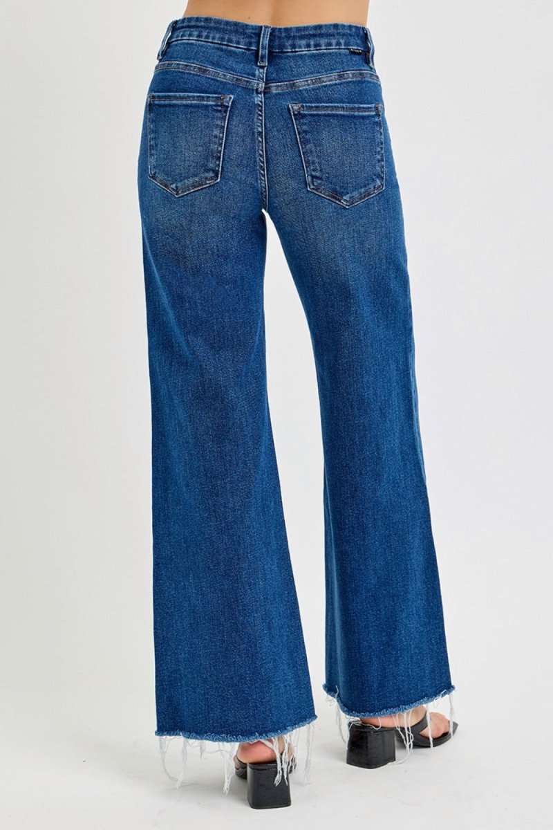 RISEN Tummy Control High Rise Wide Leg Jeans - S. M. & Co.