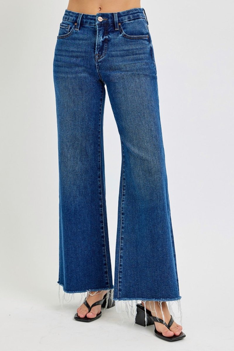 RISEN Tummy Control High Rise Wide Leg Jeans - S. M. & Co.