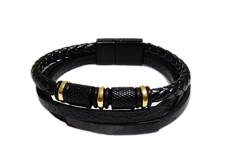 Men's Natural Tibetan Agate and Onyx Bracelet set