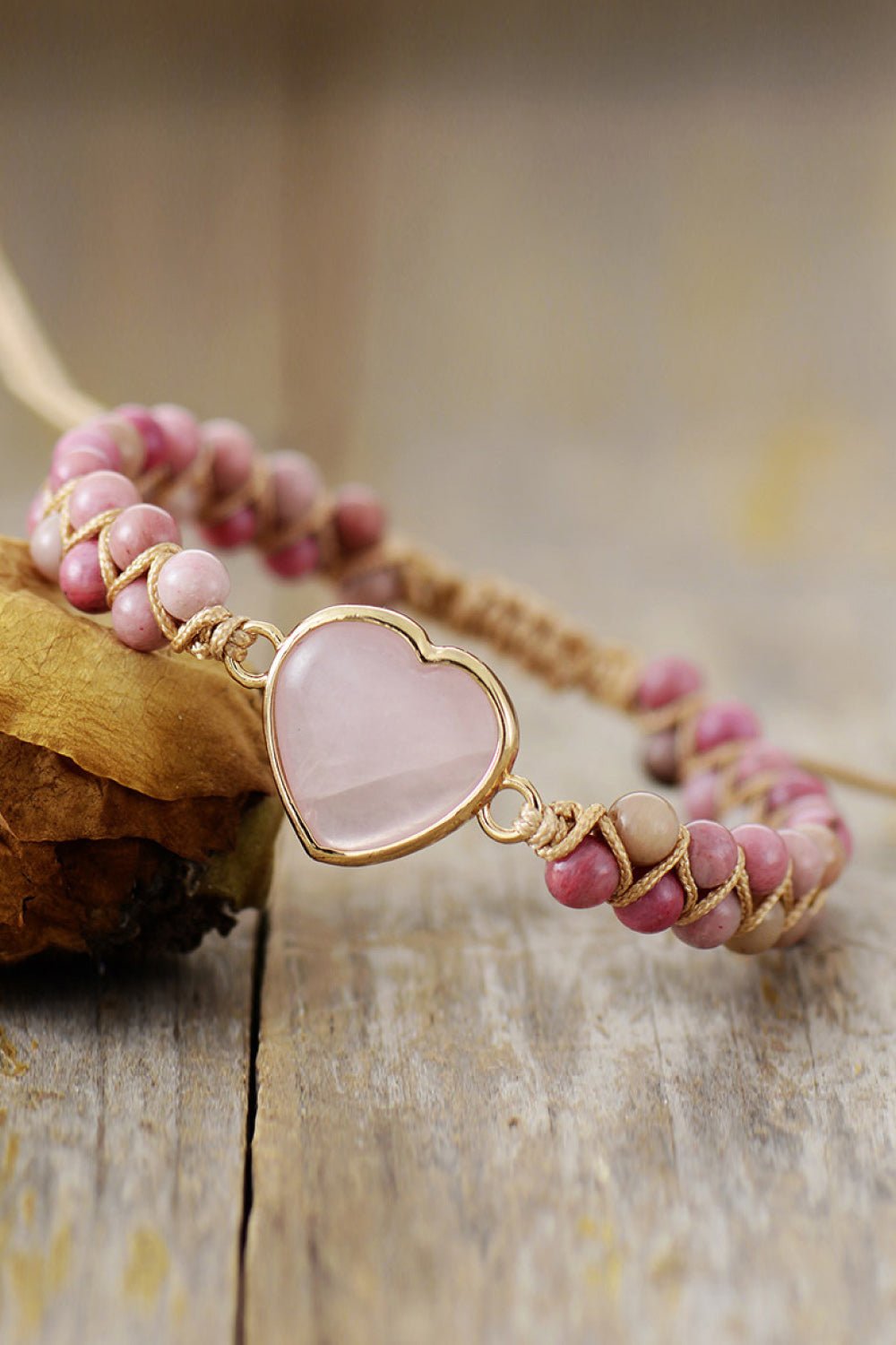 Rose Quartz Heart Beaded Bracelet - AnAs Market