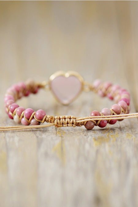 Rose Quartz Heart Beaded Bracelet - AnAs Market