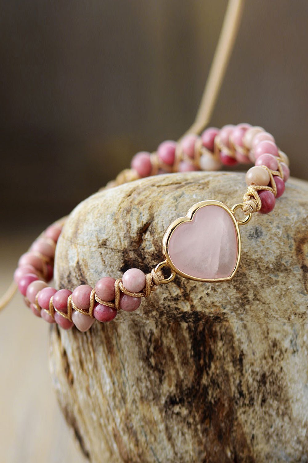 Rose Quartz Heart Beaded Bracelet - AnAs Market