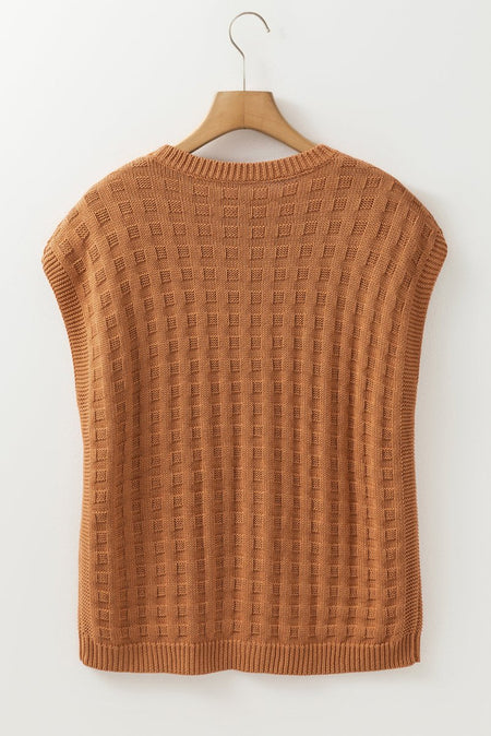 Round Neck Cap Sleeve Sweater Vest - S. M. & Co.