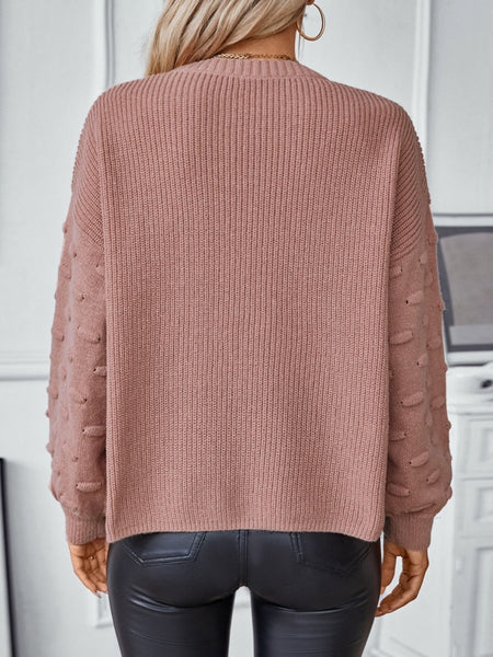 Round Neck Drop Shoulder Sweater - S. M. & Co.