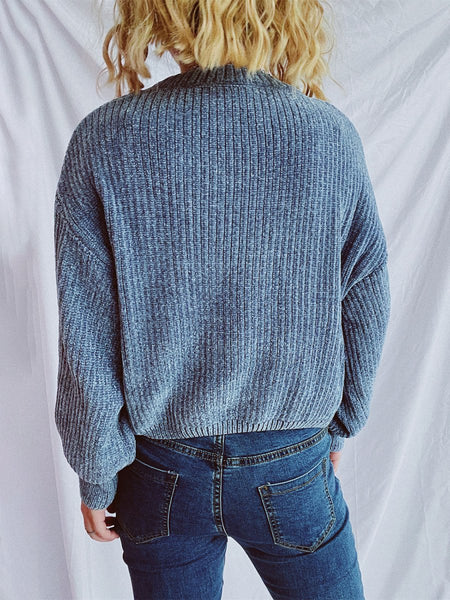 Round Neck Dropped Shoulder Long Sleeve Sweater - S. M. & Co.