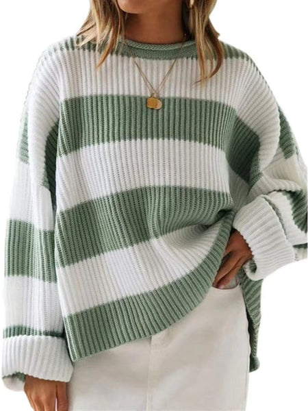 Round Neck Long Sleeve Sweater - S. M. & Co.