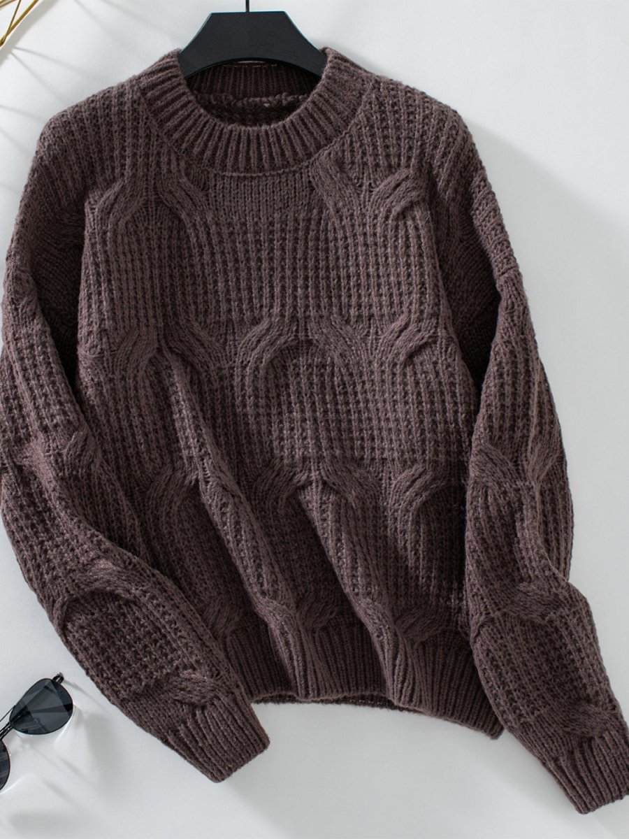 Round Neck Long Sleeve Sweater - S. M. & Co.