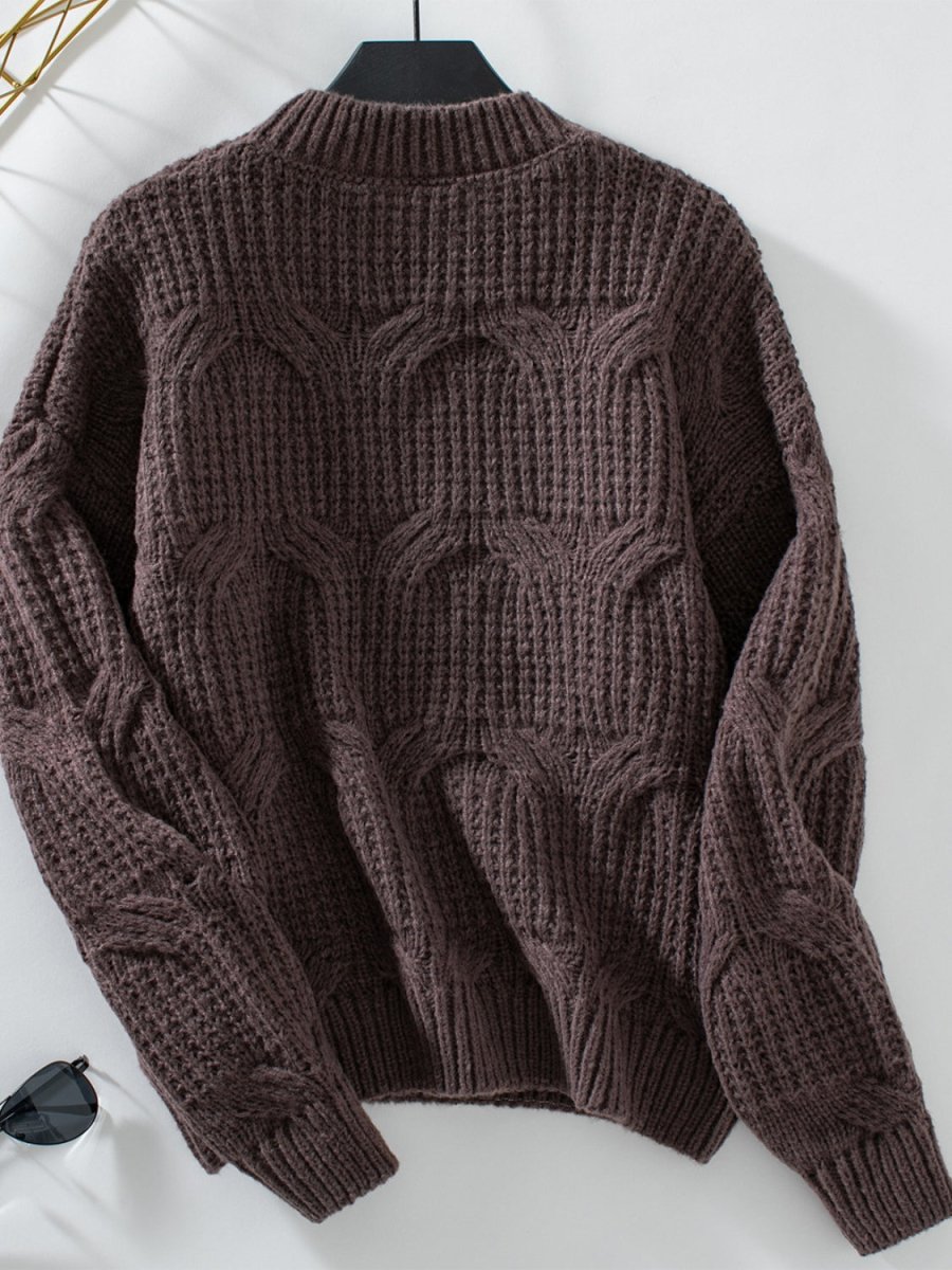 Round Neck Long Sleeve Sweater - S. M. & Co.