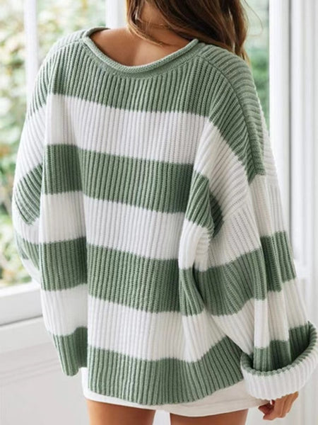 Round Neck Long Sleeve Sweater - S. M. & Co.