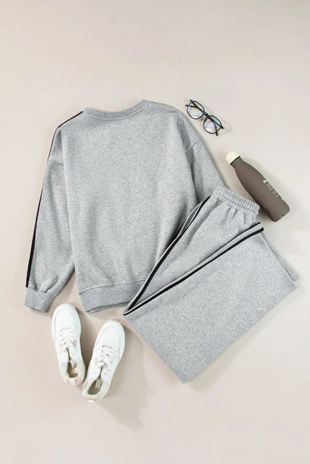 Round Neck Long Sleeve Top and Pants Active Set - S. M. & Co.