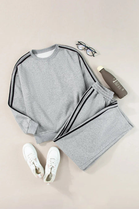 Round Neck Long Sleeve Top and Pants Active Set - S. M. & Co.