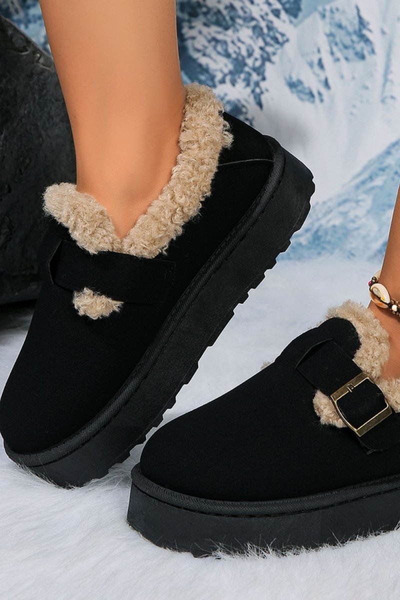 Round Toe Platform Fuzzy Boots - S. M. & Co.