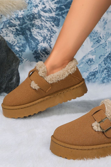 Round Toe Platform Fuzzy Boots - S. M. & Co.