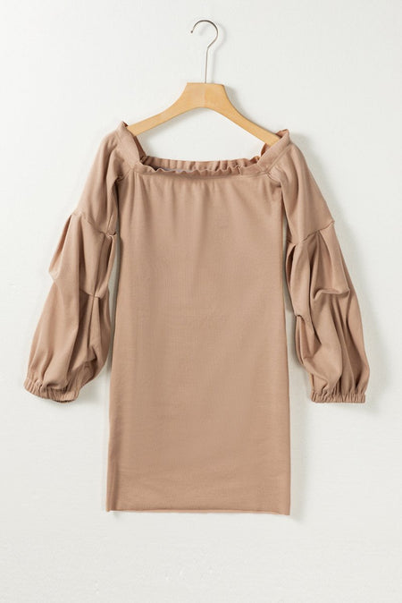 Ruched Off Shoulder Long Sleeve Dress - S. M. & Co.