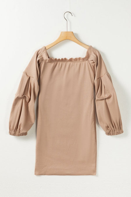 Ruched Off Shoulder Long Sleeve Dress - S. M. & Co.