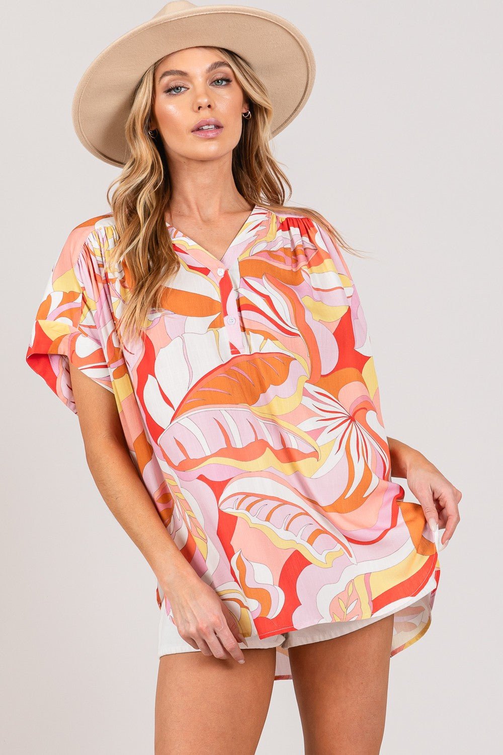 SAGE + FIG Abstract Print Half Button Blouse - AnAs Market