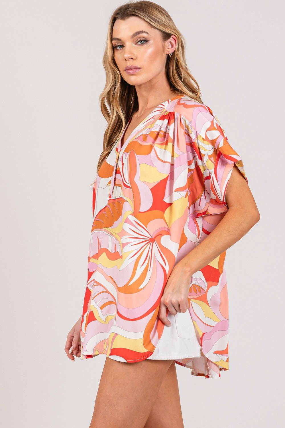 SAGE + FIG Abstract Print Half Button Blouse - AnAs Market