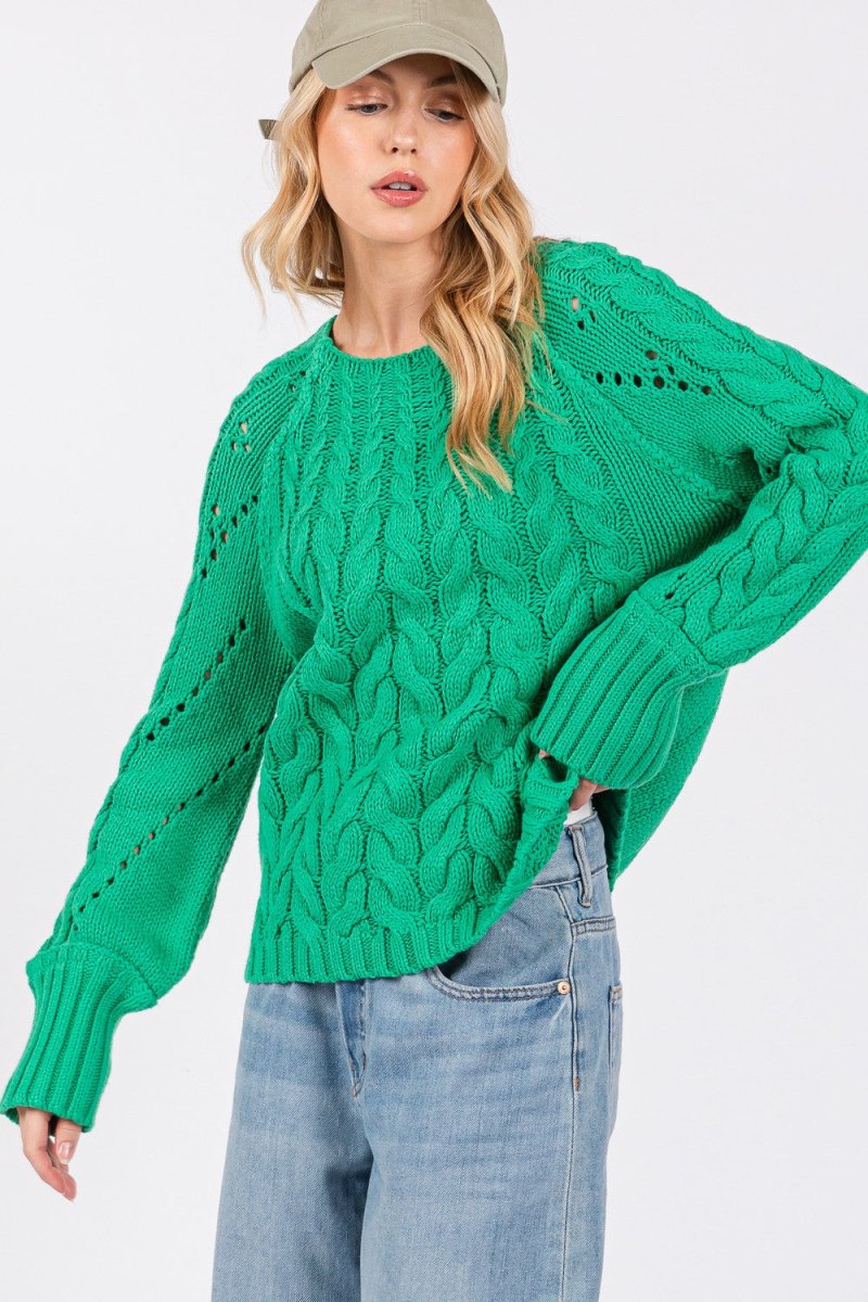 SAGE + FIG Cable - Knit Long Sleeve Sweater - S. M. & Co.