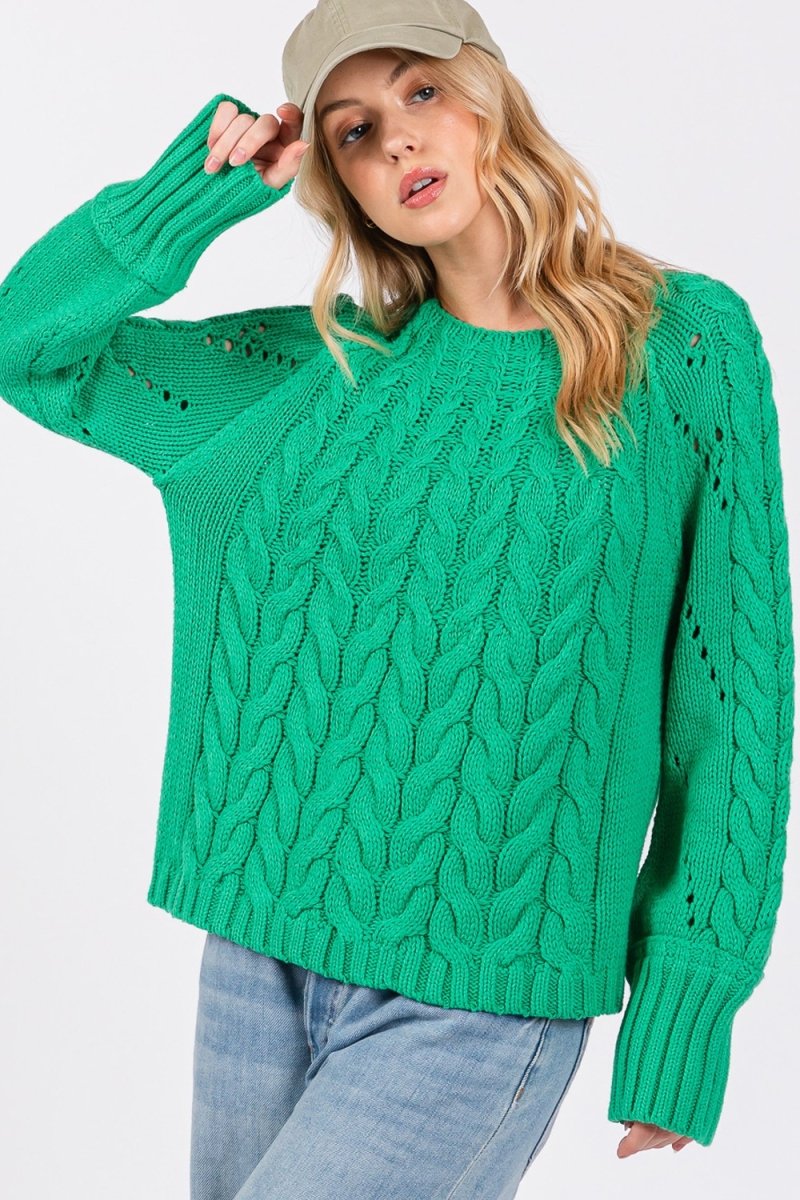 SAGE + FIG Cable - Knit Long Sleeve Sweater - S. M. & Co.