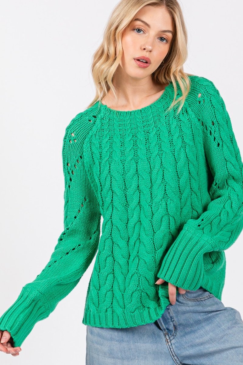 SAGE + FIG Cable - Knit Long Sleeve Sweater - S. M. & Co.