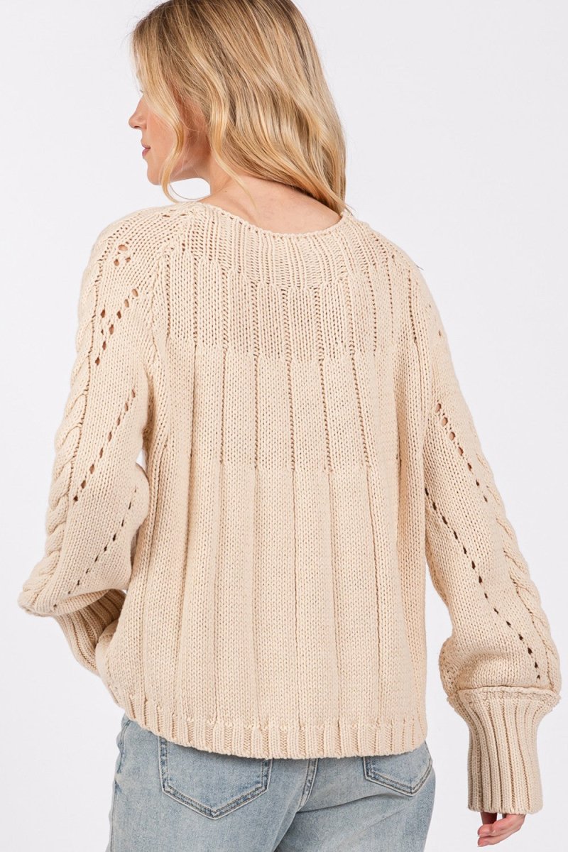 SAGE + FIG Cable - Knit Long Sleeve Sweater - S. M. & Co.