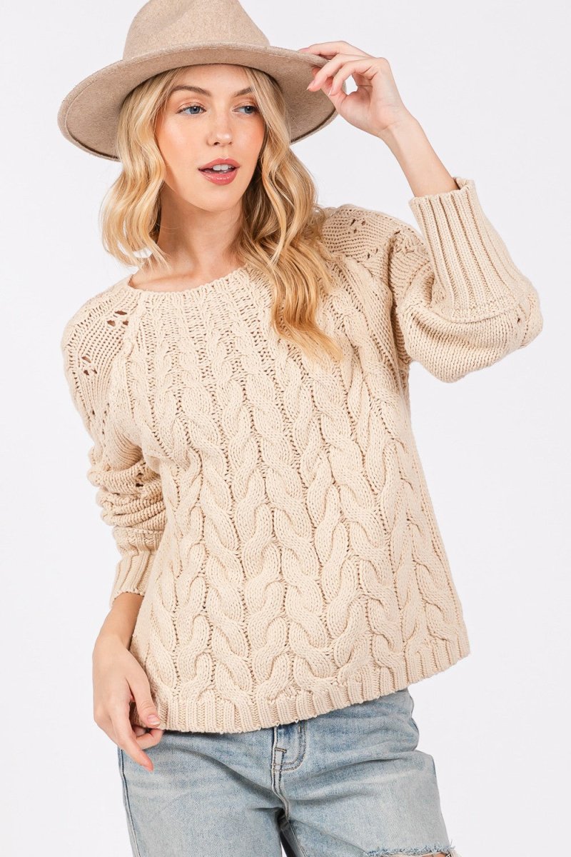 SAGE + FIG Cable - Knit Long Sleeve Sweater - S. M. & Co.