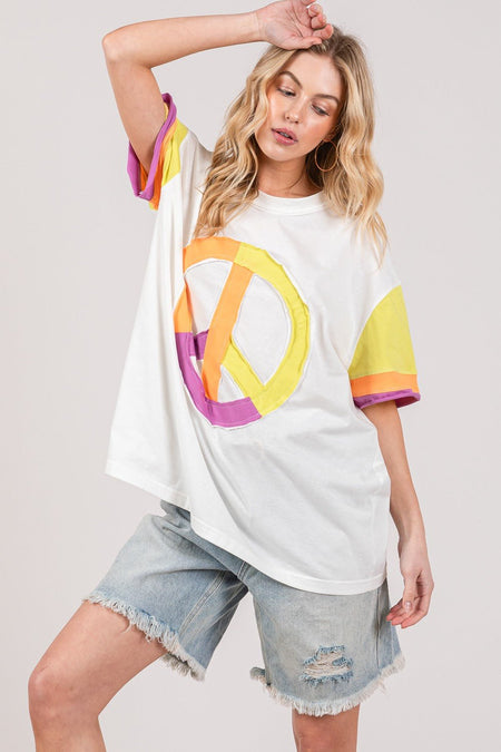 SAGE + FIG Color Block Peace Applique T - Shirt - S. M. & Co.