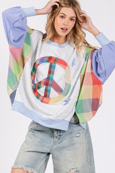 SAGE + FIG Contrast Peace Patch Dropped Shoulder Sweatshirt - S. M. & Co.