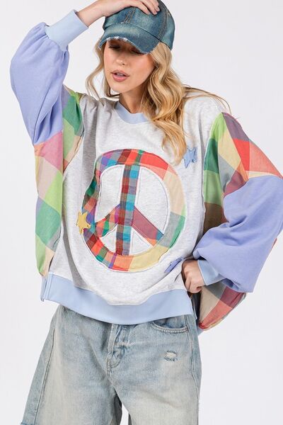 SAGE + FIG Contrast Peace Patch Dropped Shoulder Sweatshirt - S. M. & Co.