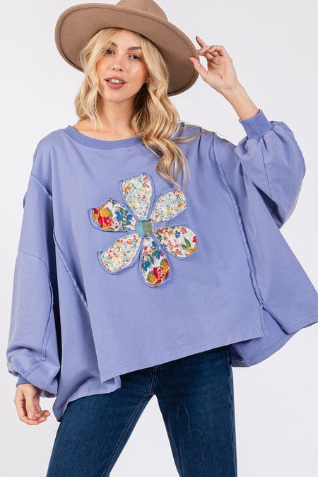 SAGE + FIG Flower Patch Dropped Shoulder Oversize Top - S. M. & Co.