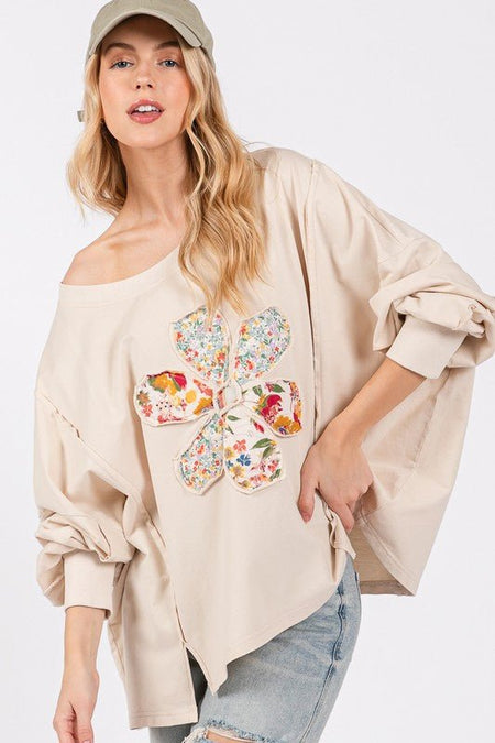 SAGE + FIG Flower Patch Dropped Shoulder Oversize Top - S. M. & Co.