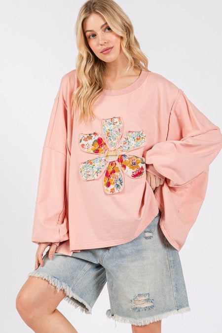 SAGE + FIG Flower Patch Dropped Shoulder Oversize Top - S. M. & Co.