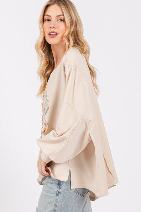 SAGE + FIG Flower Patch Dropped Shoulder Oversize Top - S. M. & Co.