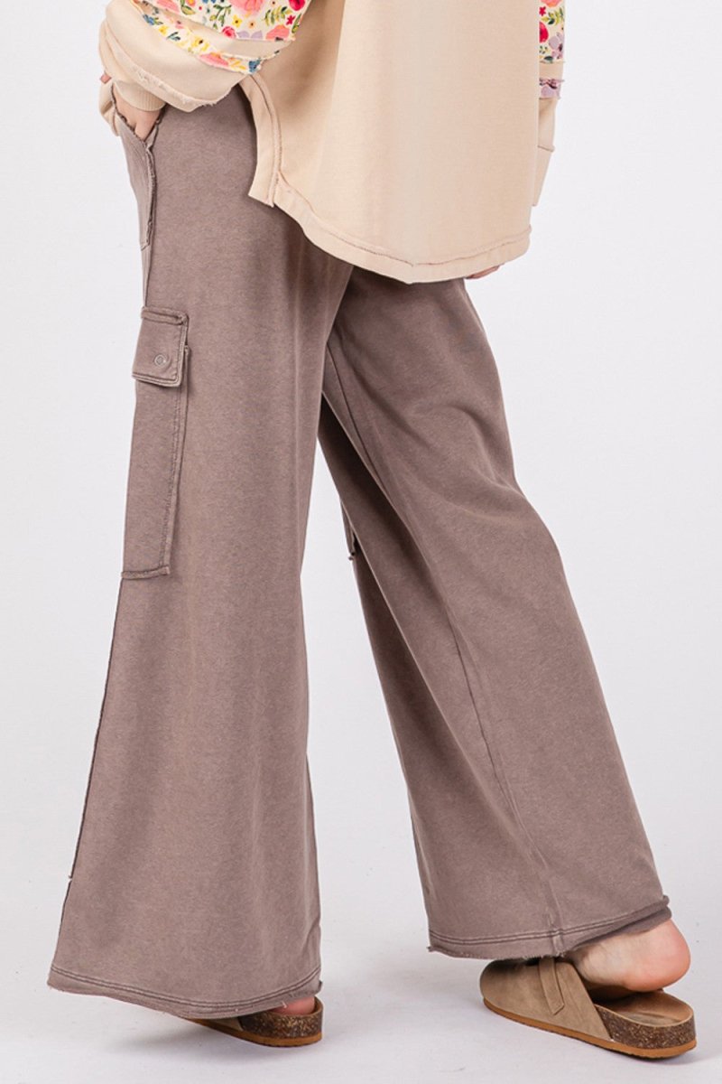 SAGE + FIG Knit Terry Mineral Wash Wide Leg Pants - S. M. & Co.