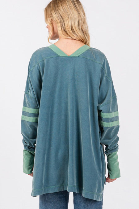 SAGE + FIG Mineral Wash Side Slit Contrast Top - S. M. & Co.