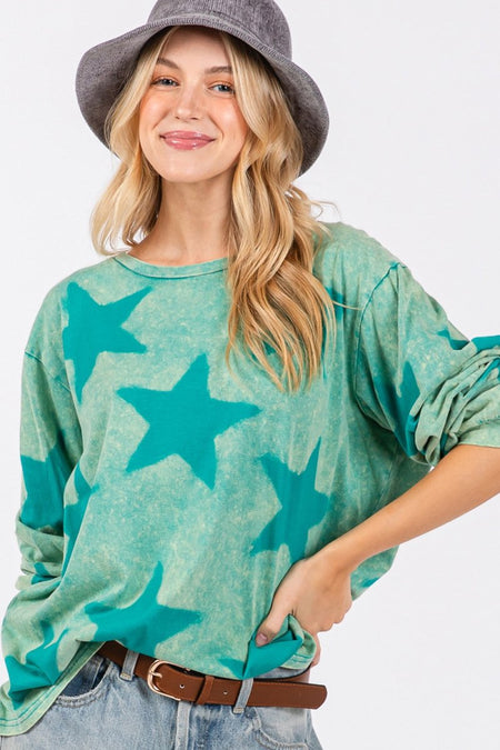 SAGE + FIG Mineral Wash Star Pattern T-Shirt - S. M. & Co.