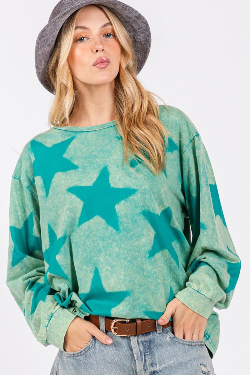 SAGE + FIG Mineral Wash Star Pattern T-Shirt - S. M. & Co.