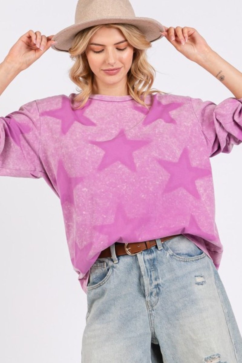 SAGE + FIG Mineral Wash Star Pattern T-Shirt - S. M. & Co.