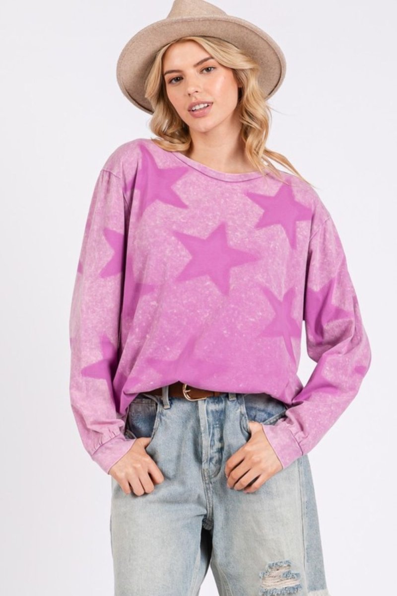 SAGE + FIG Mineral Wash Star Pattern T-Shirt - S. M. & Co.