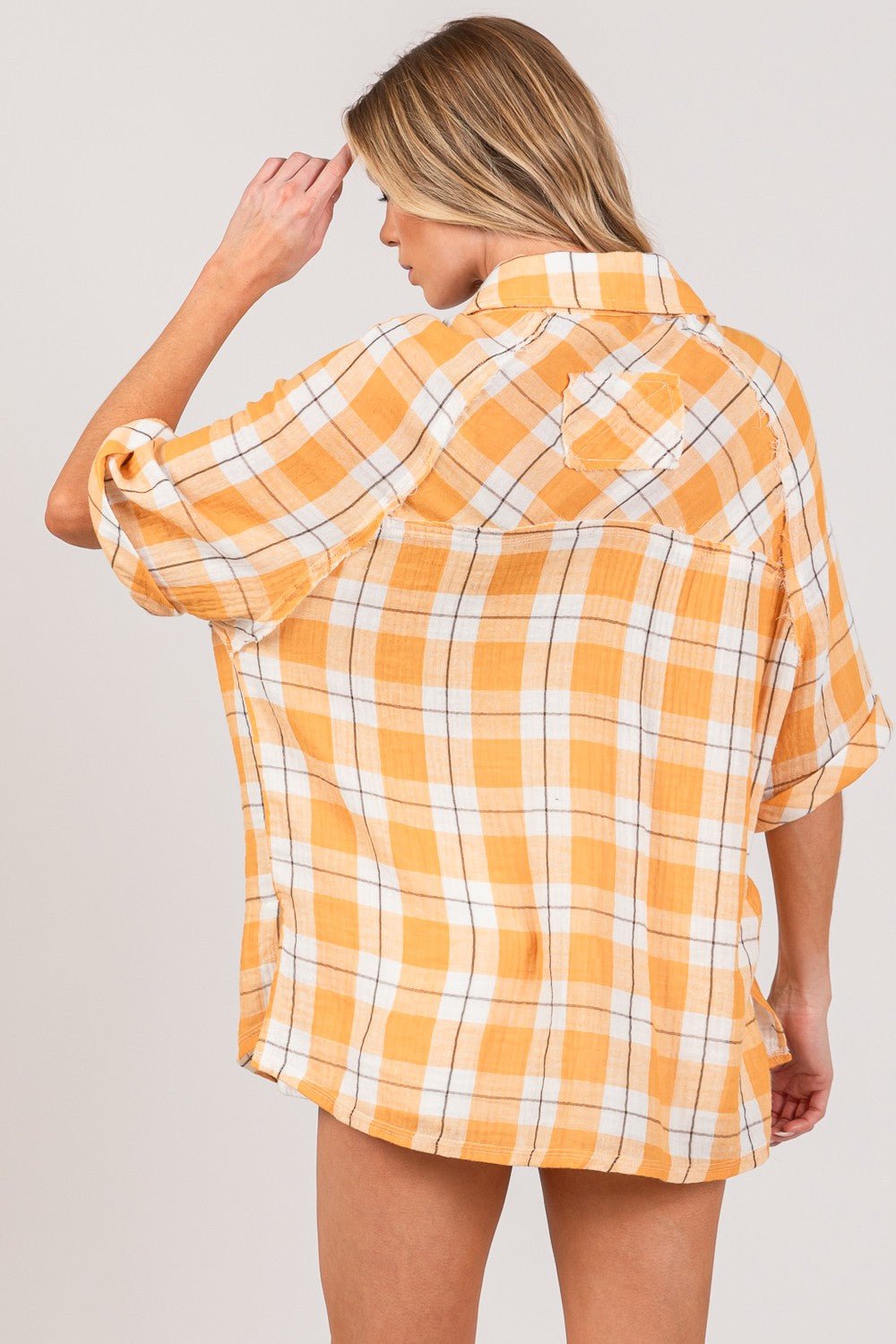 SAGE + FIG Plaid Button Up Side Slit Shirt - AnAs Market