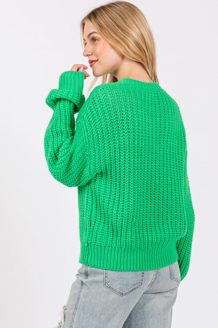 SAGE + FIG Round Neck Drop Shoulder Sweater - S. M. & Co.