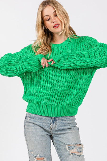 SAGE + FIG Round Neck Drop Shoulder Sweater - S. M. & Co.