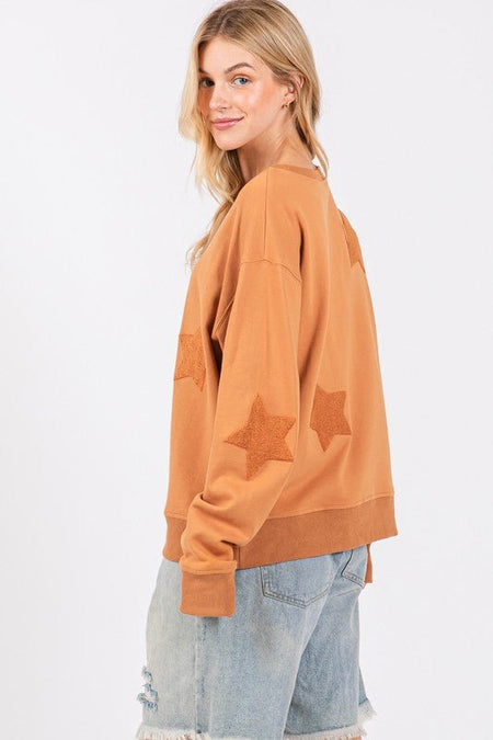 SAGE + FIG Star Patch Long Sleeve Sweatshirt - S. M. & Co.