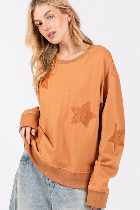 SAGE + FIG Star Patch Long Sleeve Sweatshirt - S. M. & Co.