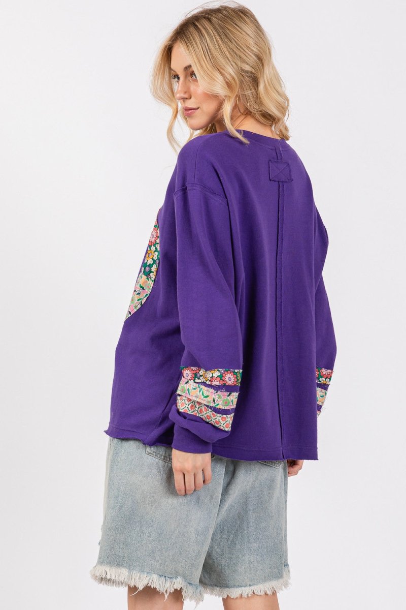 SAGE+FIG Peace Applique Patch Long Sleeve Top - S. M. & Co.