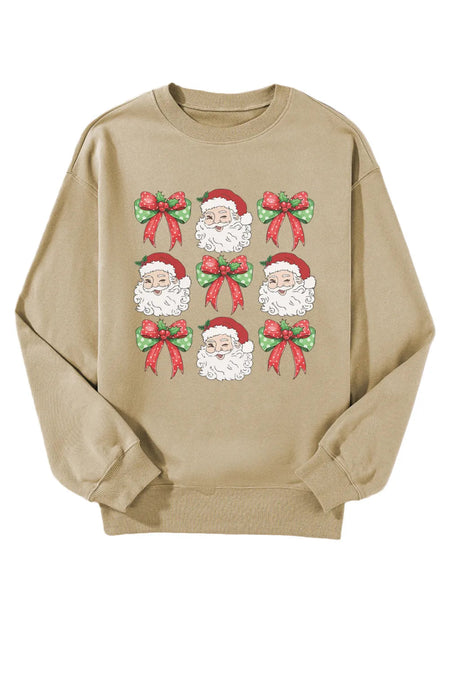 Santa Graphic Round Neck Long Sleeve Sweatshirt - S. M. & Co.