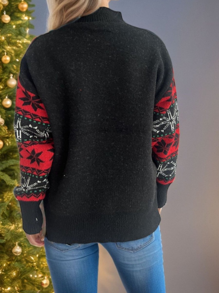 Santa Mock Neck Long Sleeve Sweater - S. M. & Co.