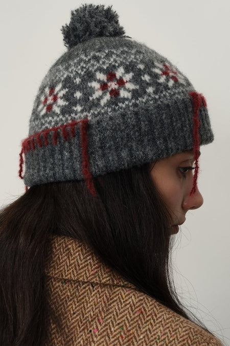 Seam Trim Geometric Knit Hat - S. M. & Co.