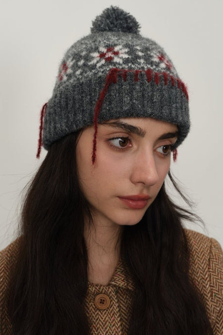 Seam Trim Geometric Knit Hat - S. M. & Co.